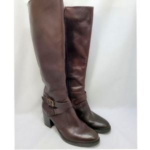 Aldo Tall Heeled Riding Boots Leather Zip 9.5